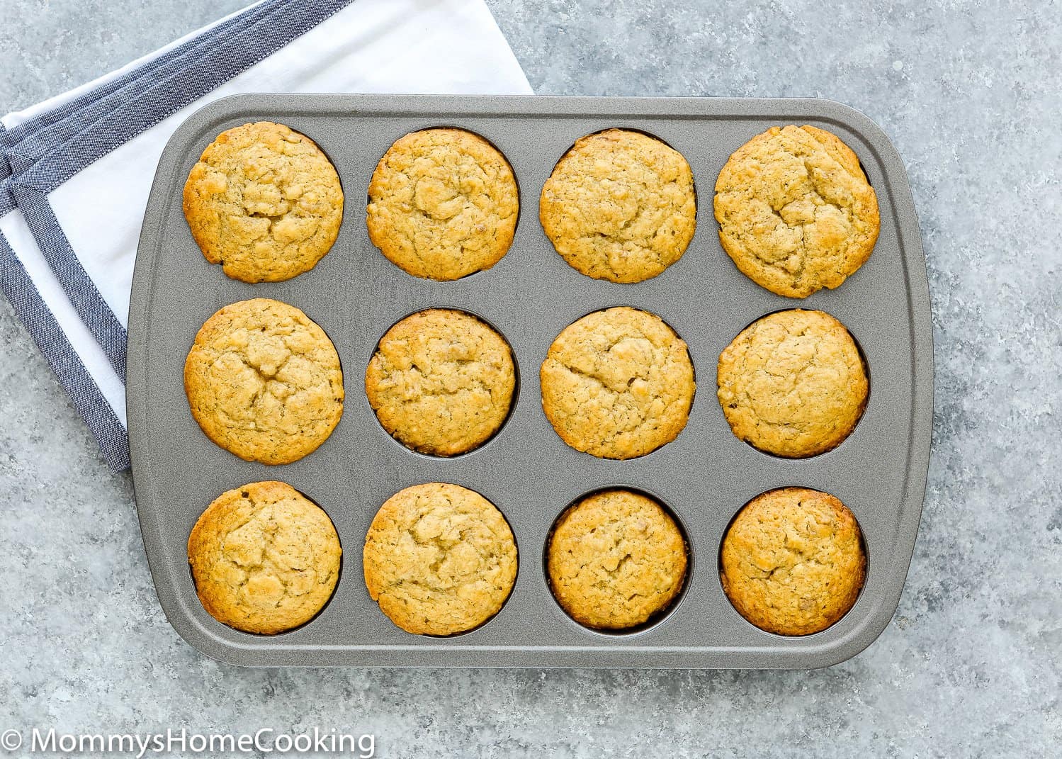 baked eggless banana muffins in a miffin pan. 