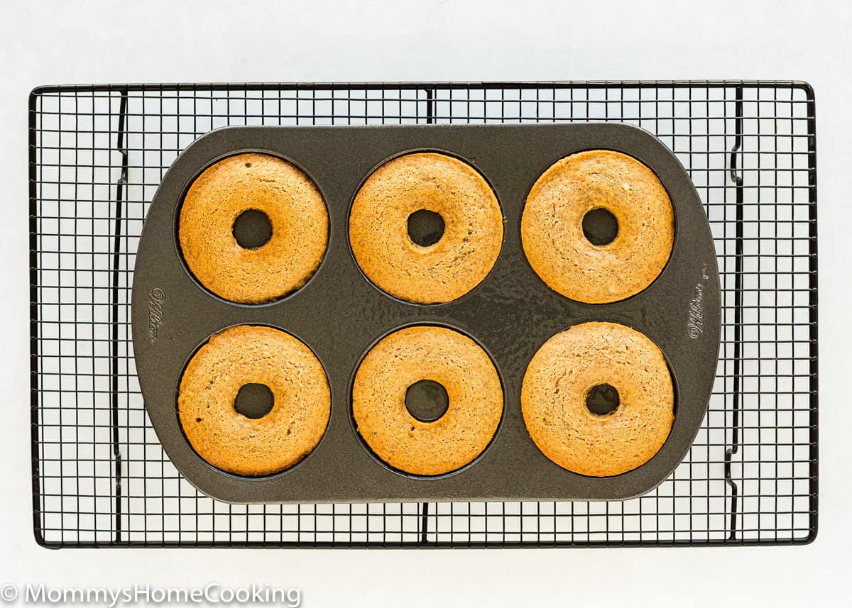 baked Eggless Apple Cider Donuts in a donut pan