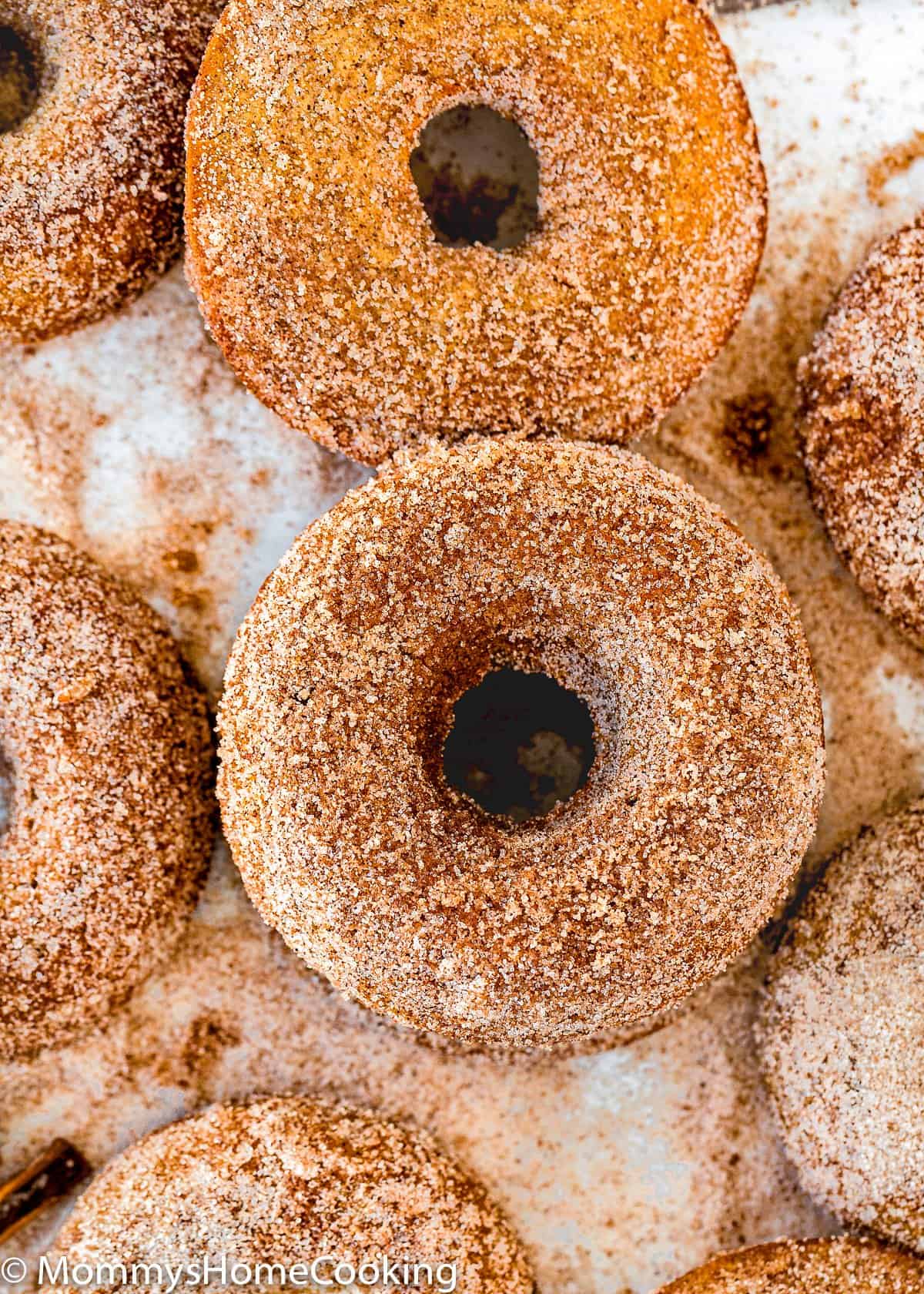 overhead view of Eggless Apple Cider Donuts