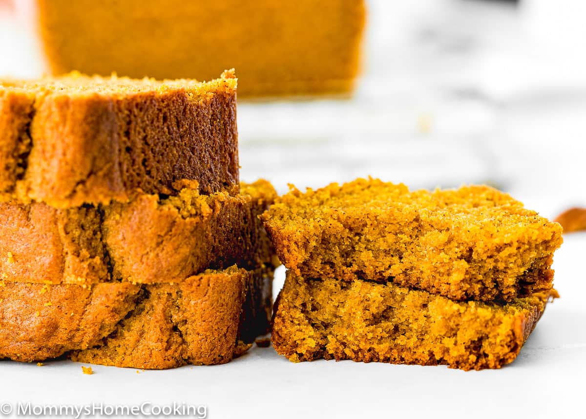 Eggless Pumpkin Bread slice showing perfect texture