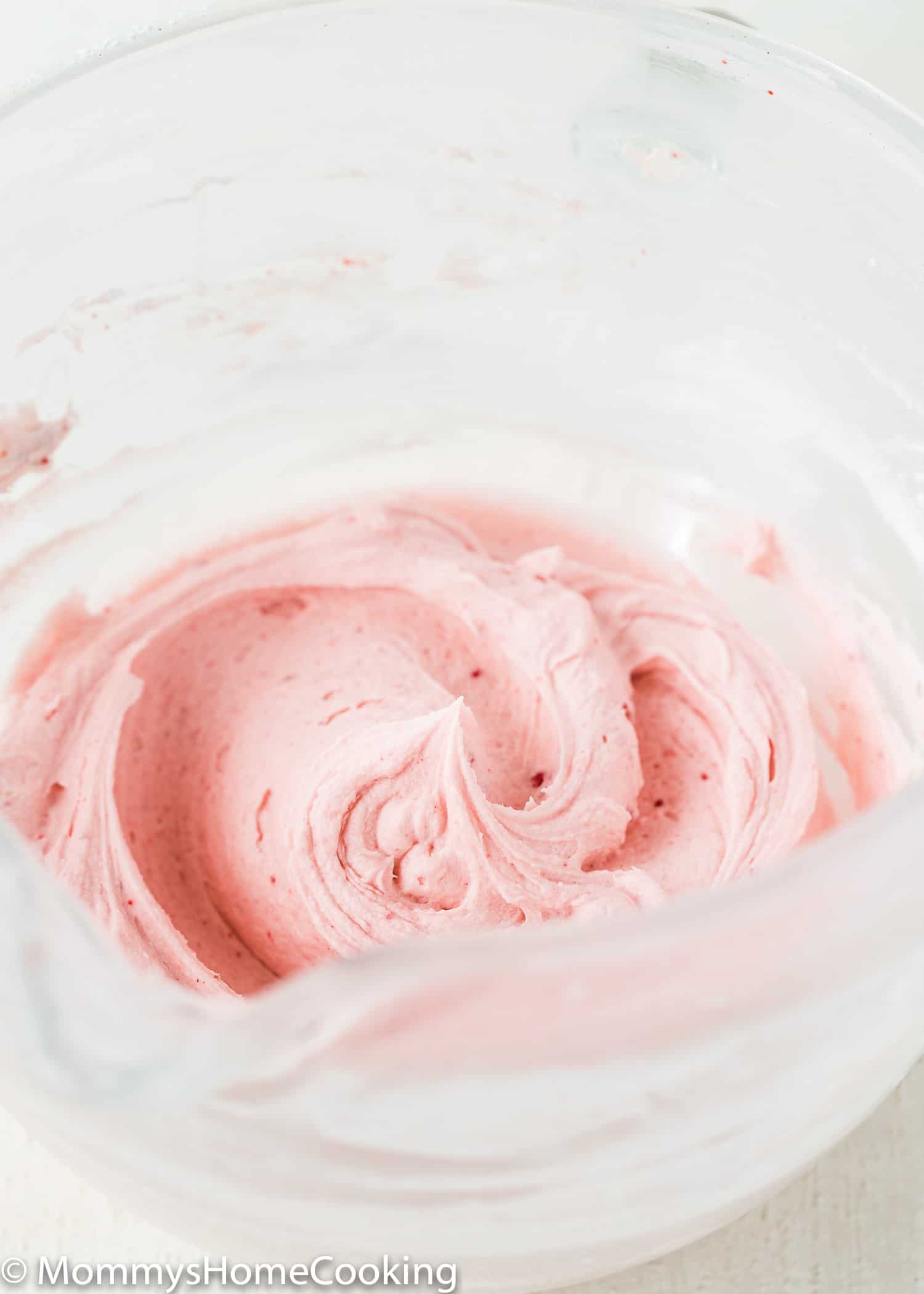 strawberry buttercream in a bowl.