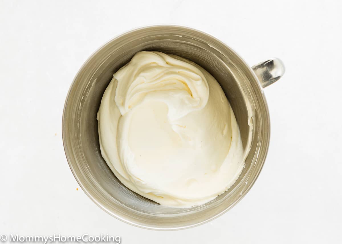 cream cheese frosting in a bowl.