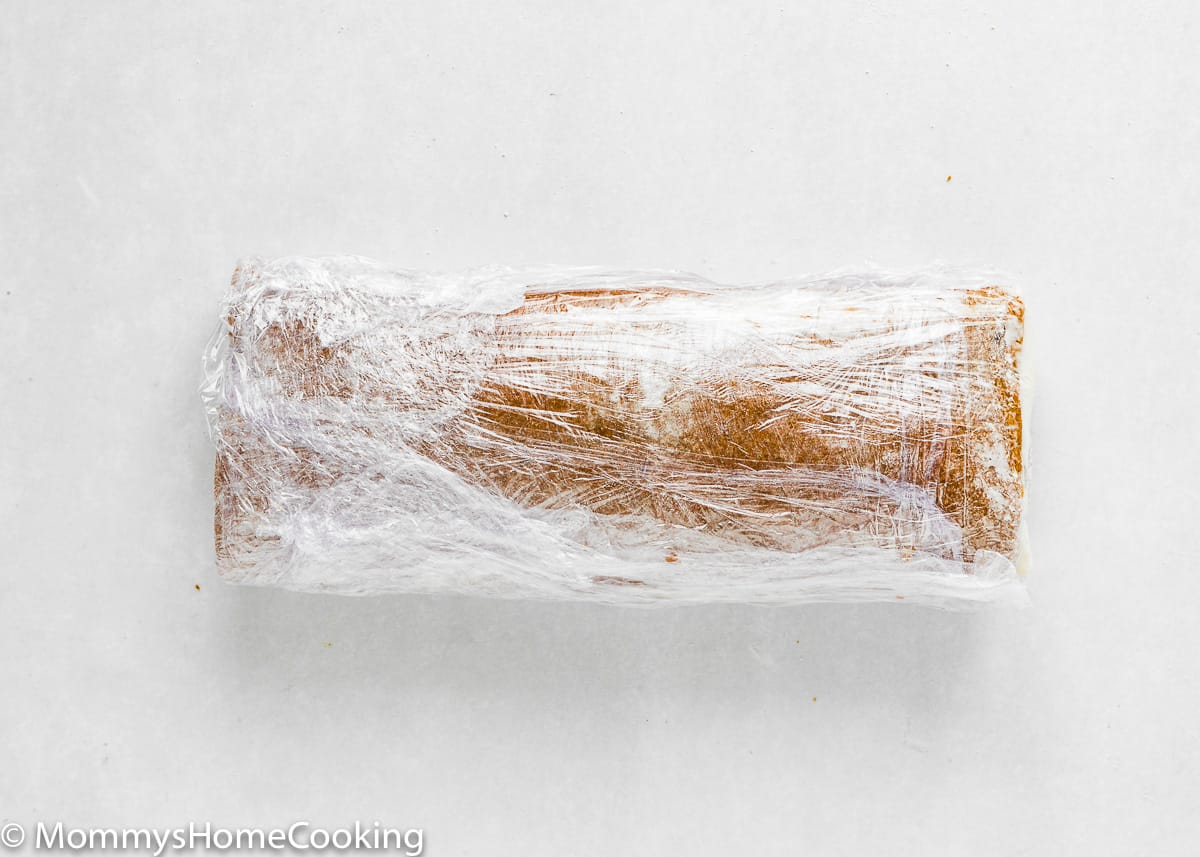 Roll cake over a kitchen towel wrap it in plastic wrap.