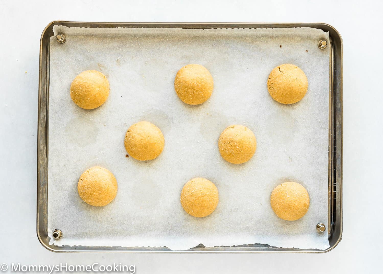 Eggless Peanut Butter Cookies on a baking sheet