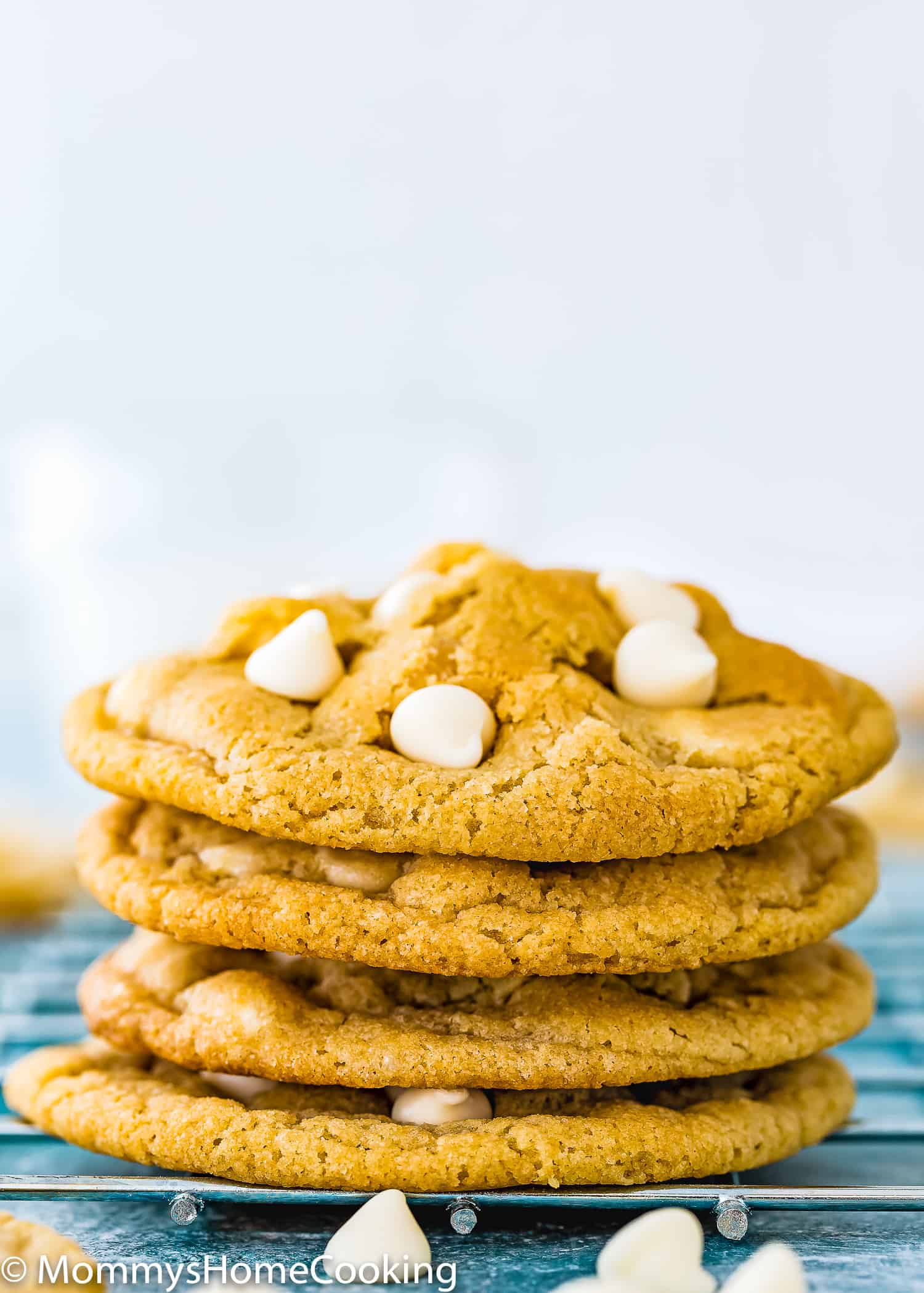 Eggless White Chocolate Cookie stack of four