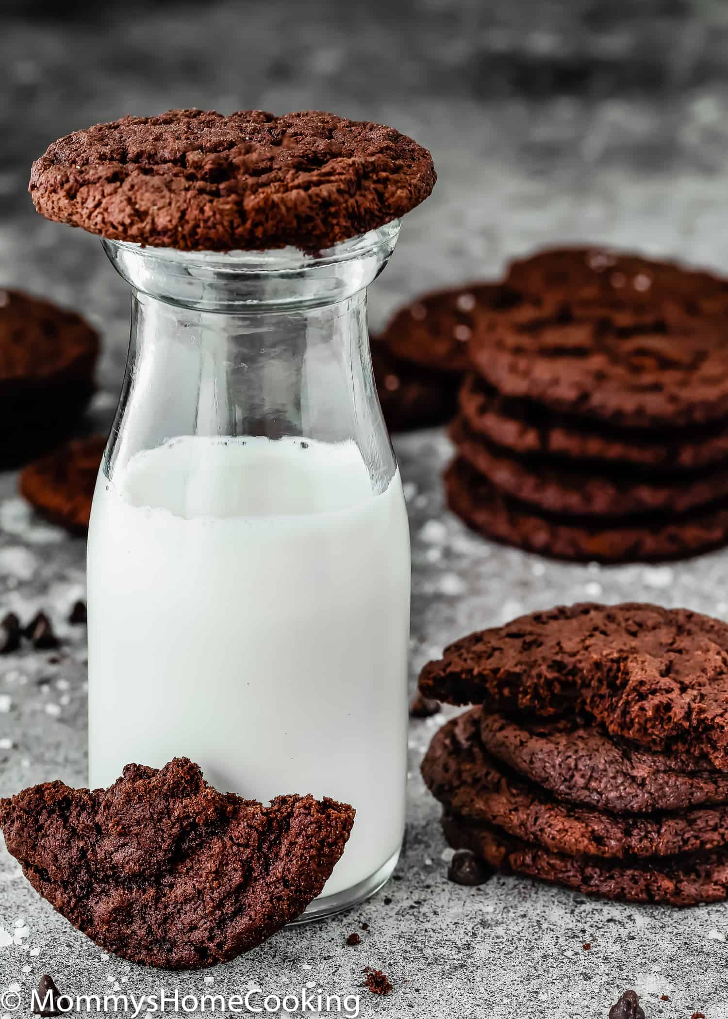 Eggles Double Chocolate Cookies with a glass of milk