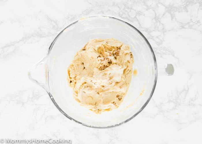 egg-free blondies batter in a mixing bowl.