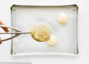 ice cream scoop with egg-free cookie dough