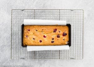 bake Eggless Cranberry Orange Bread in a loaf pan
