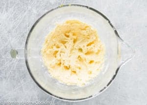 creamed butter and sugar in a bowl
