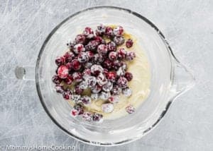 Eggless Cranberry Orange Bread with fresh cranberries