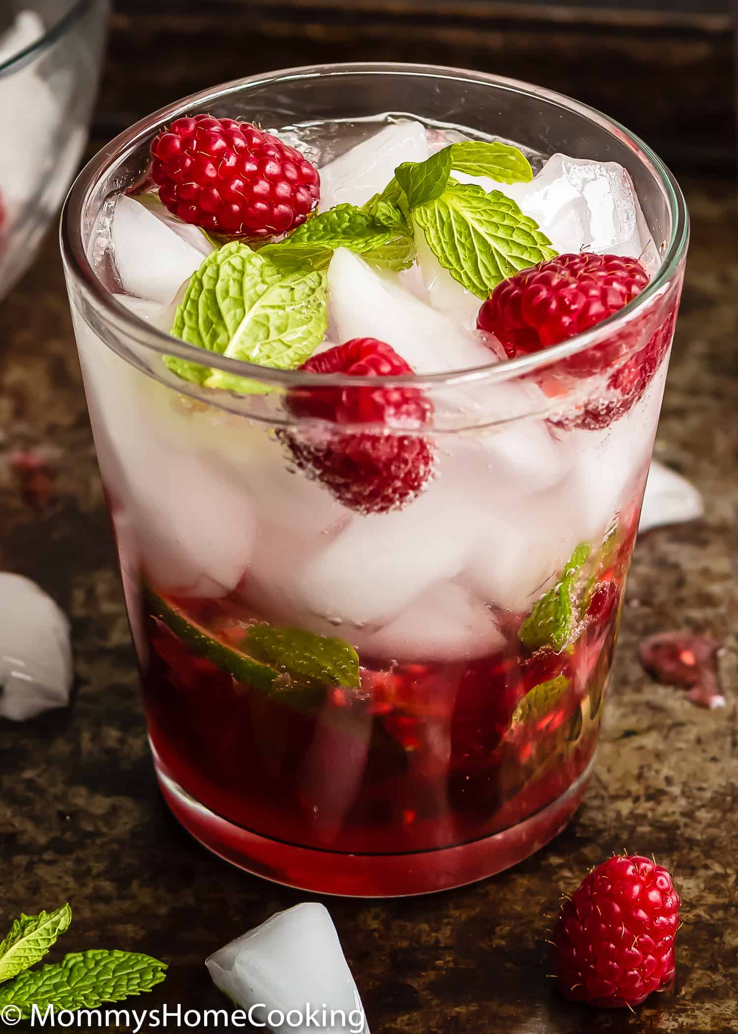Raspberry Vodka Mojito in a glass
