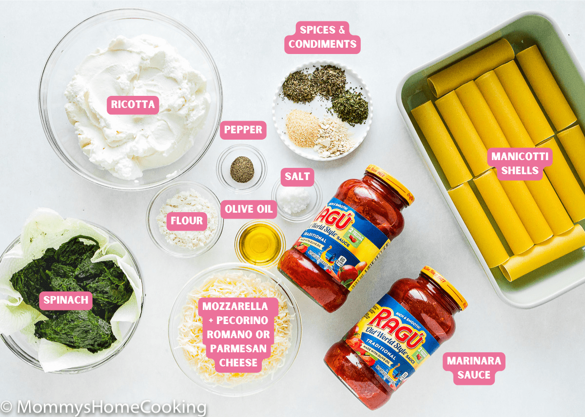 ingredients needed to make eggless manicotti