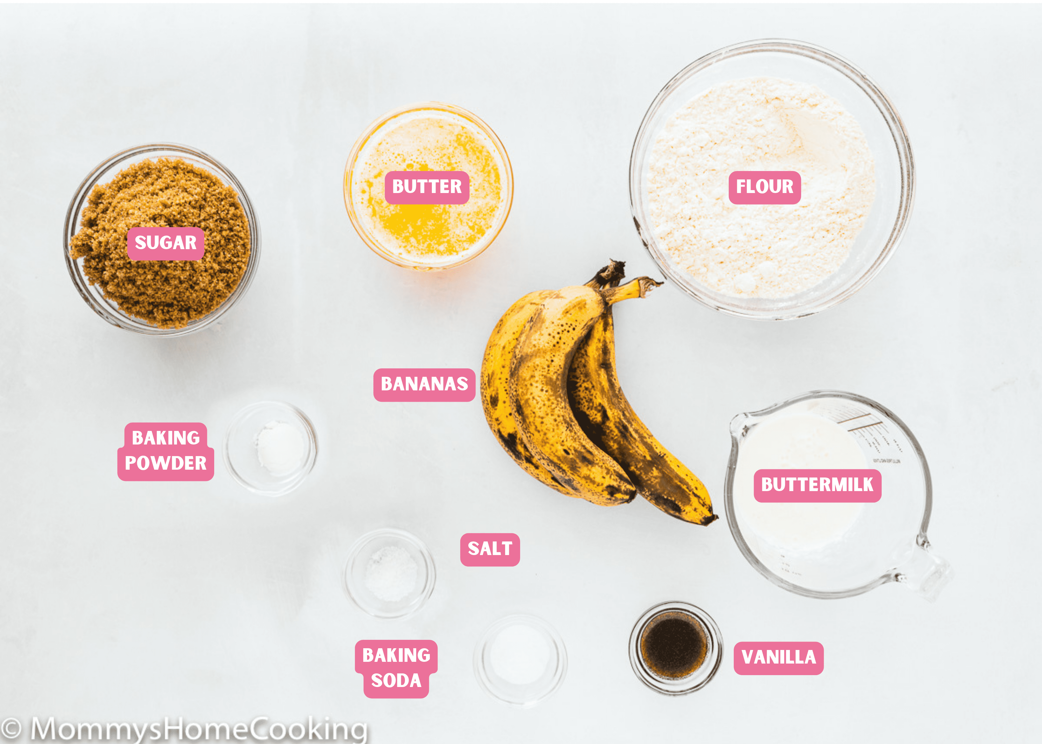 ingredients needed to make egg-free banana bread