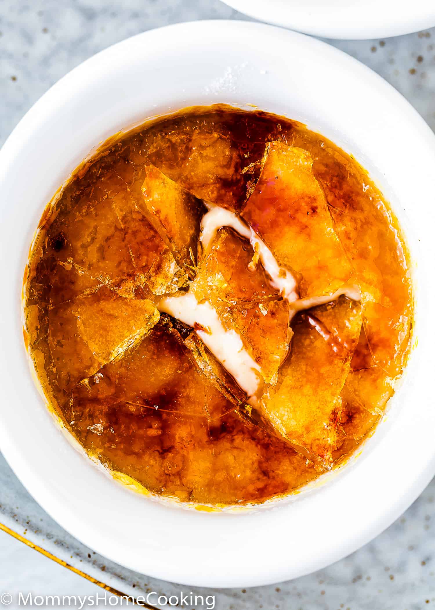 egg-free creme brulee with a sugar caramelized top.