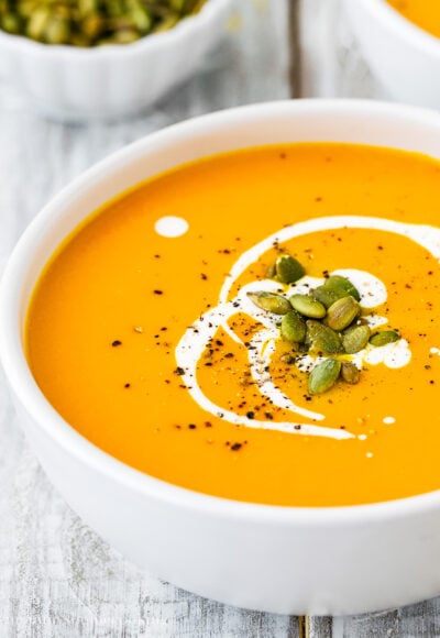 Easy and Simple Pumpkin Soup in a bowl.