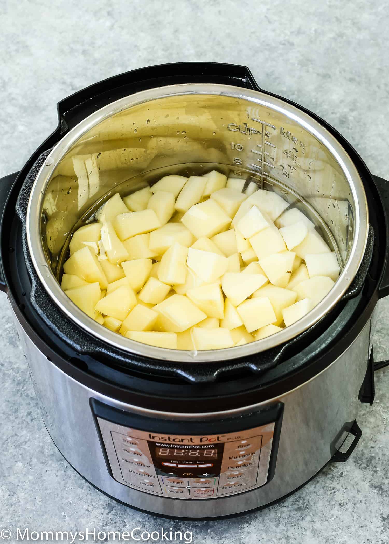 chopped potatoes in a intant pot.