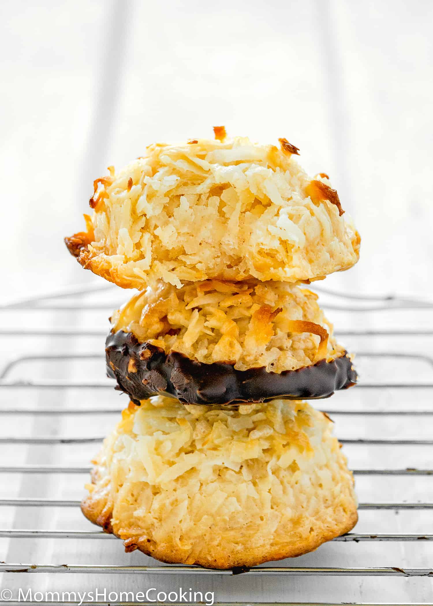 stack of three Eggless Coconut Macaroons.