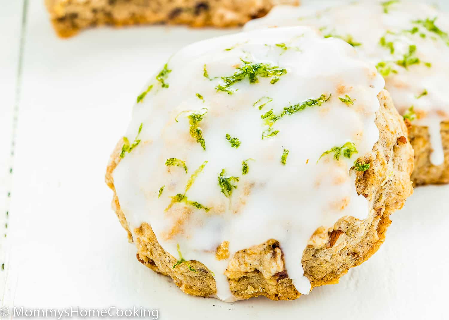 Eggless Gingerbread Scone with glaze and lime zest.