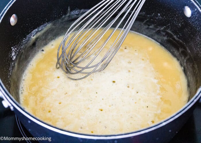 melted butter and flour in a saucepan.