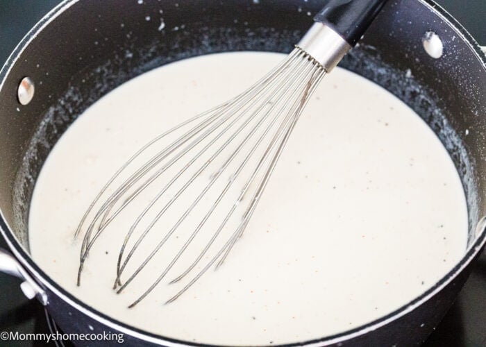 mixed melted butter, flour and milk in a saucepan.