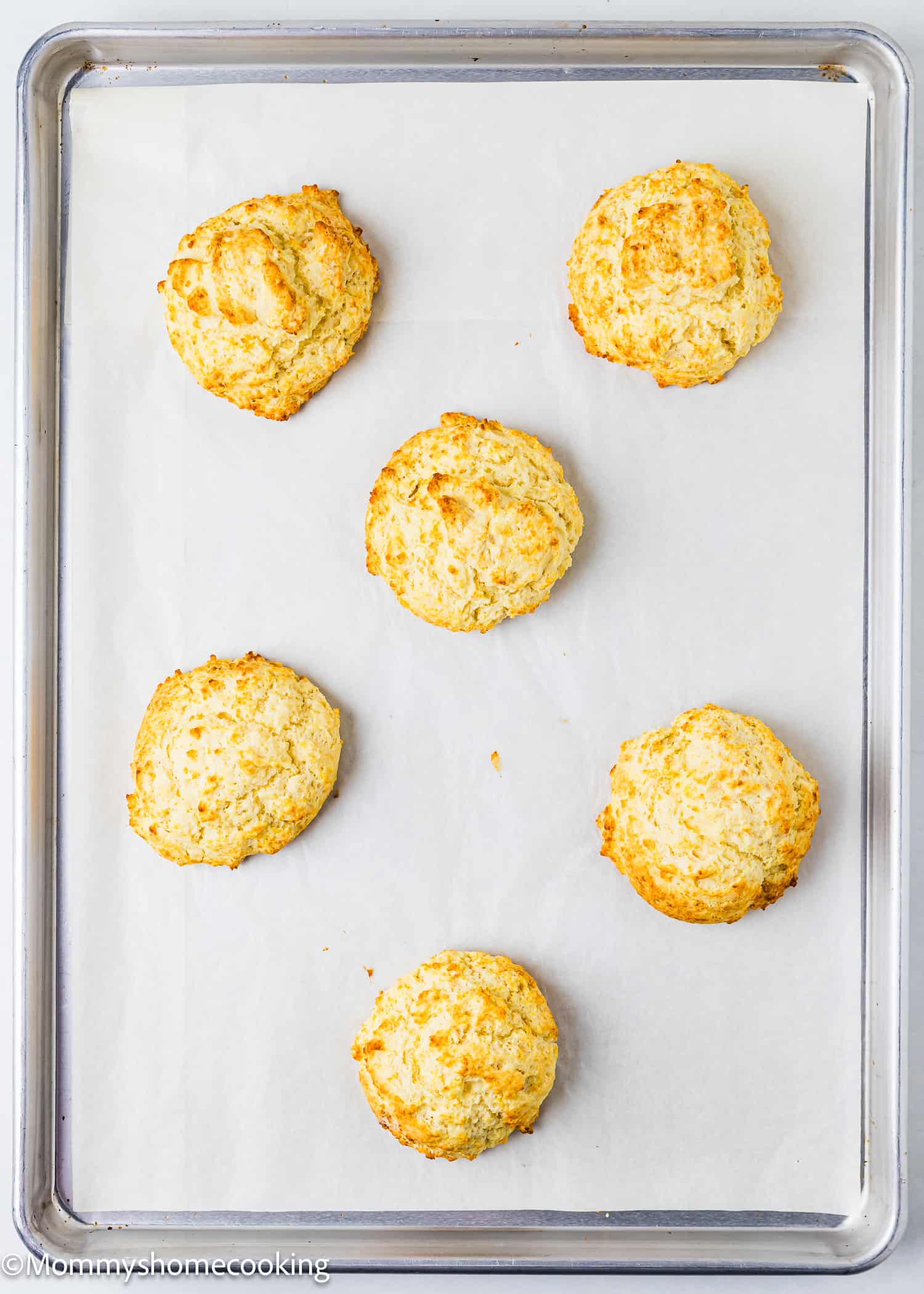 baked homemade Drop Biscuits in a baking tray.