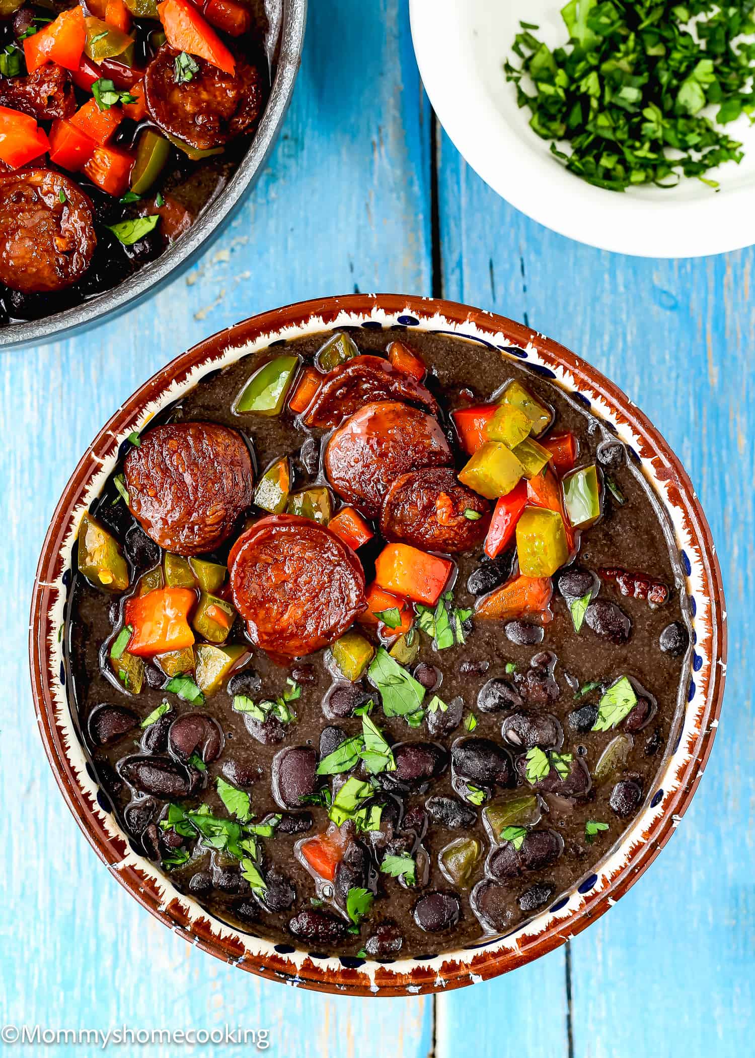 Venezuelan Black Bean Soup (Sopa de Caraotas) in a bowl.