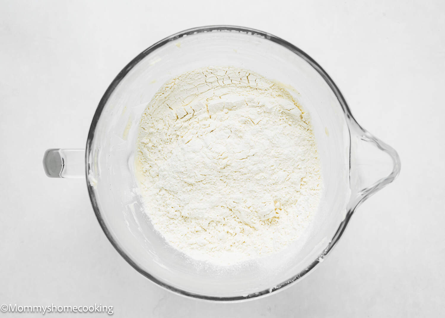 flour in a stand mixer bowl.
