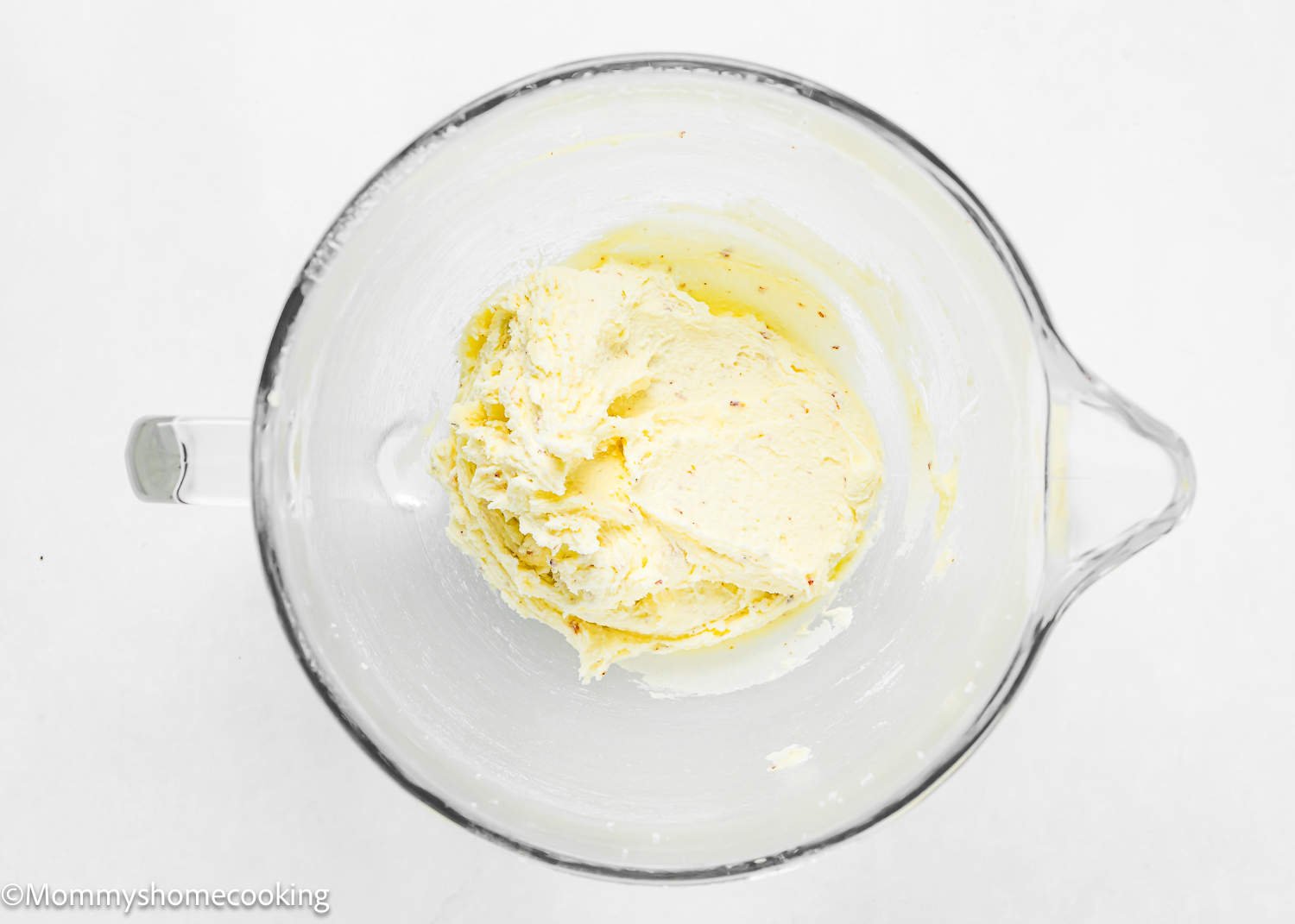 butter, sugar and orange zest creamed together in a stand mixer bowl.