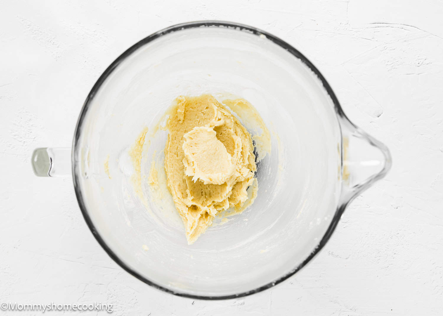 butter and sugar creamed together in a stand mixer bowl.