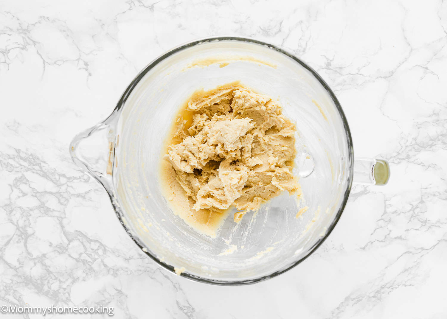 butter and sugar cream together in a stand mixer bowl.