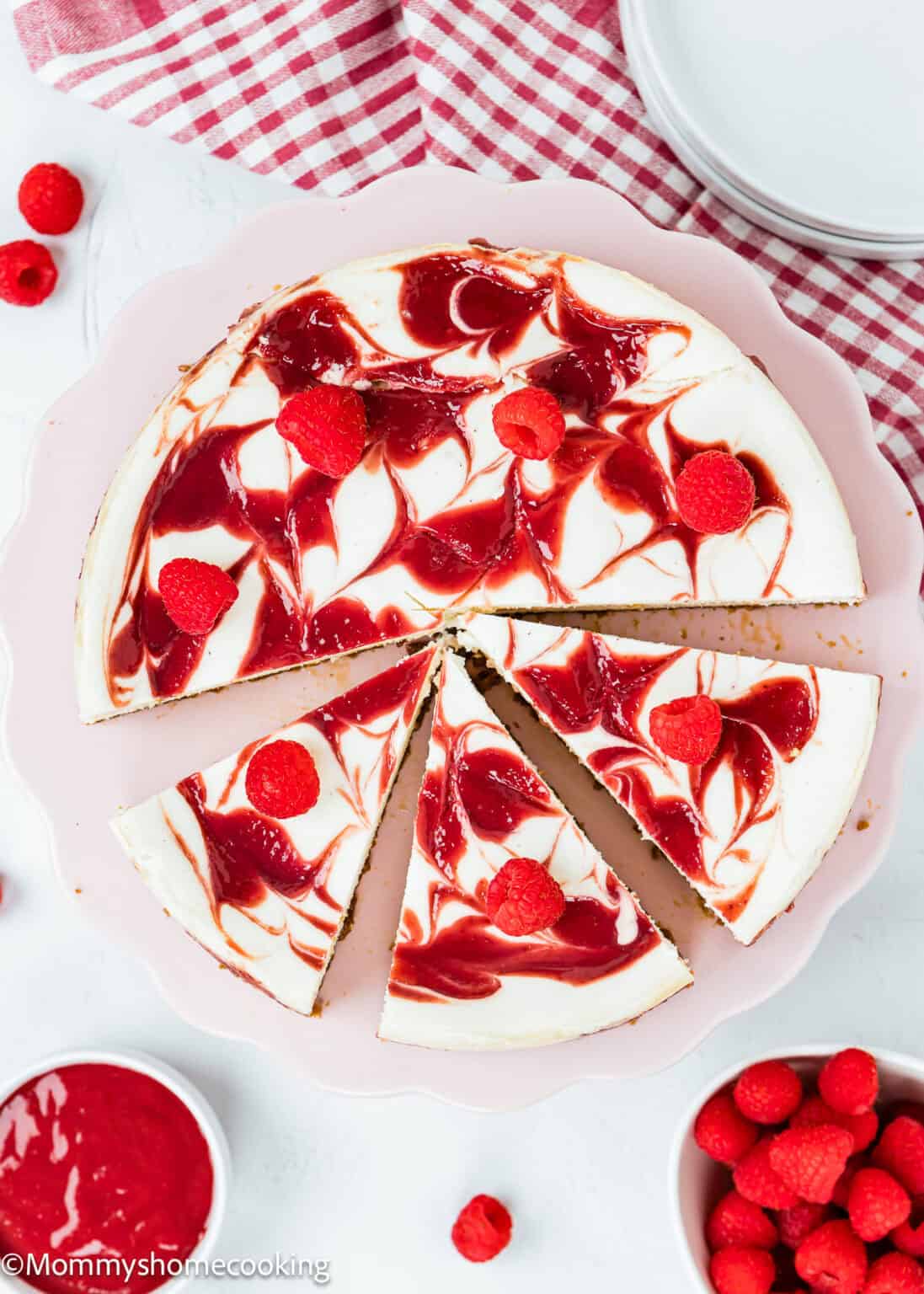 Eggless Raspberry Cheesecake - Mommy's Home Cooking