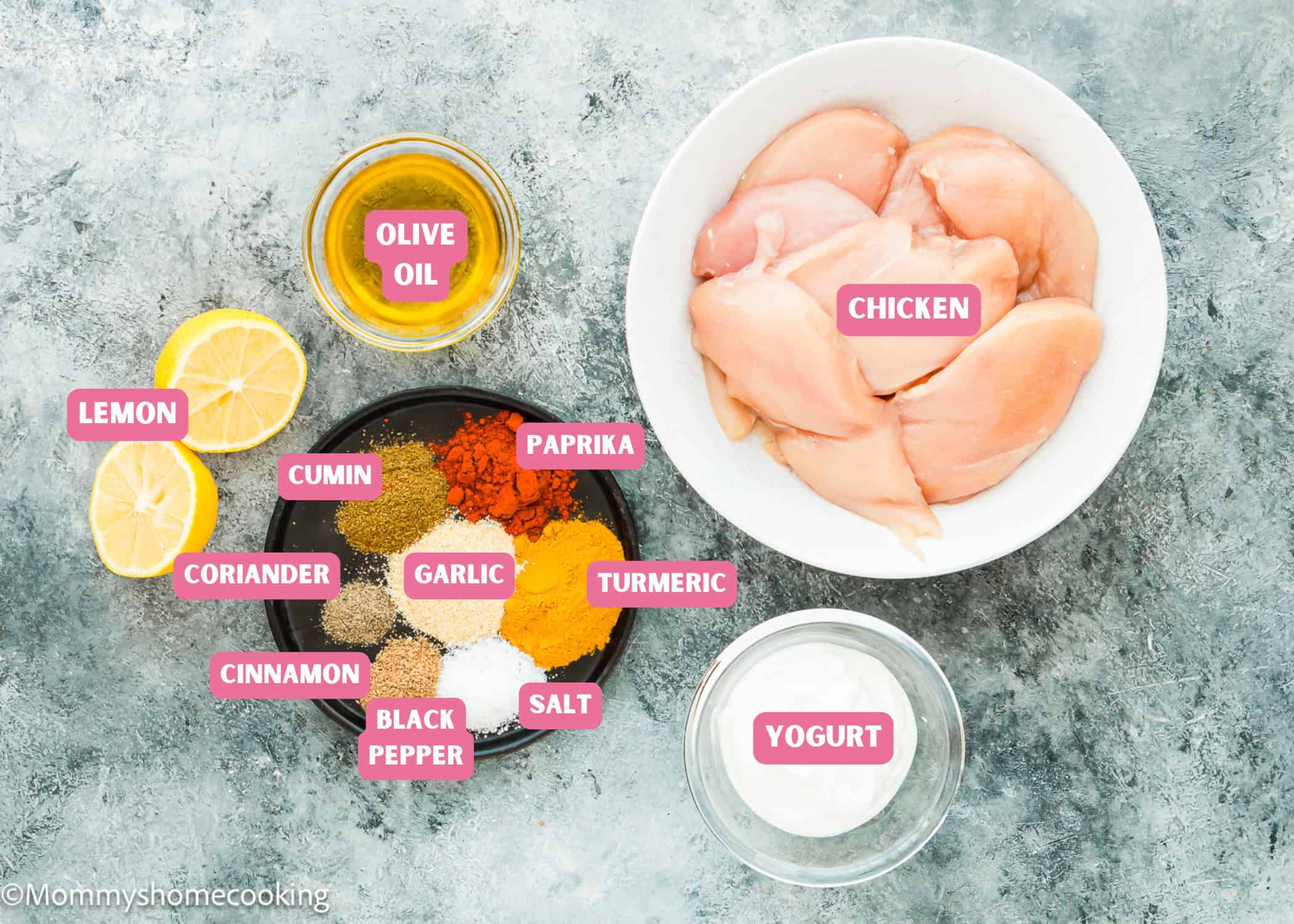 Discover the essence of Easy Chicken Shawarma with our marinated chicken, featuring raw chicken infused with lemon, olive oil, and yogurt. Enhanced by spices like cumin, coriander, paprika, garlic, turmeric, cinnamon, black pepper, and salt.