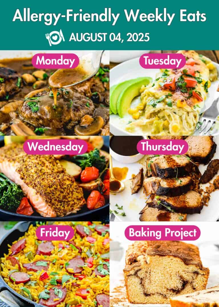 Allergy-Friendly Weekly Eats August 04, 2025 hero collage.