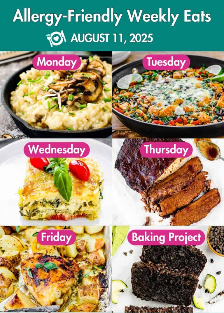 Allergy-Friendly Weekly Eats August 11, 2025 Photo Collage