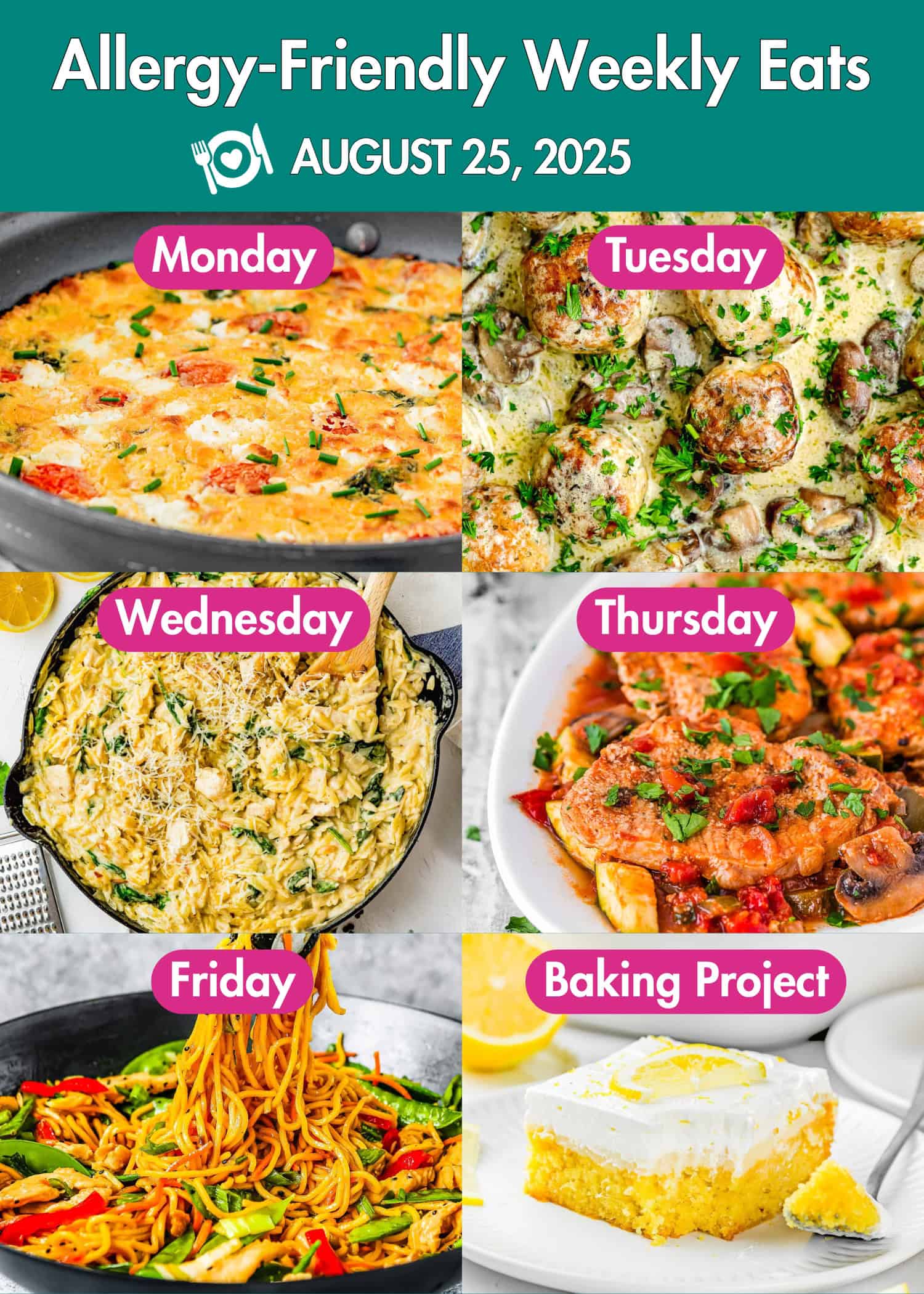Allergy-Friendly Weekly Eats August 25, 2025 Photo Collage