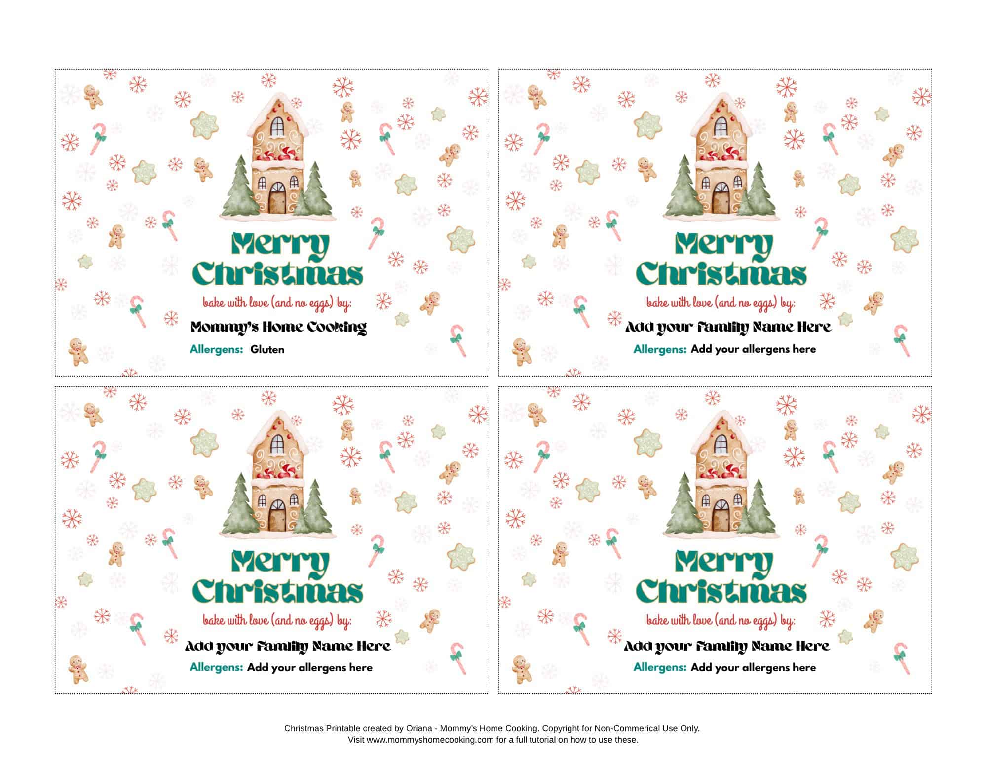 Made with Love (and no eggs) Cookie Box Note free printable