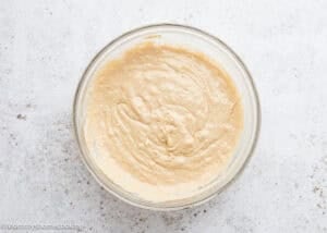 A bowl of dough ready to make delicious Eggless Banana Waffles.