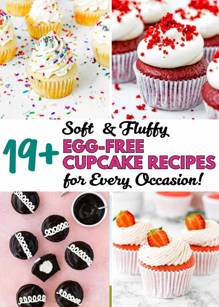 A collage of assorted decorated cupcakes with text reading "19 Soft & Fluffy Eggless Cupcakes for Every Occasion! Perfect treats for every celebration.